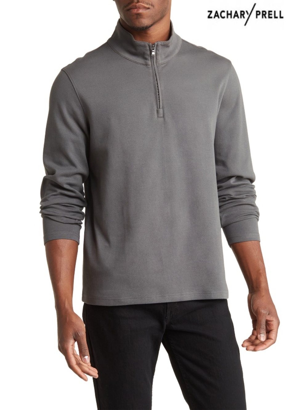 ZACHARY PRELL MEN NWT JOE QUATER ZIP COTTON BLEND CHARCOAL PULLOVER. SIZE XL